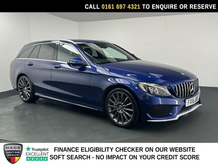 Used 2018 BLUE MERCEDES-BENZ C-CLASS Estate 2.0 C200 AMG Line Estate 5dr Petrol G-Tronic+ Euro 6 (s/s) (184 ps) PETROL (reg. 2018-03-31) (Automatic) for sale in Stockport