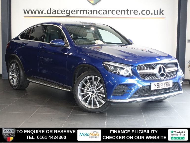 Used 2019 BLUE MERCEDES-BENZ GLC SUV 2.0 GLC250 AMG Line Coupe 5dr Petrol G-Tronic+ 4MATIC Euro 6 (s/s) (211 ps) PETROL (reg. 2019-05-09) (Automatic) for sale in Stockport