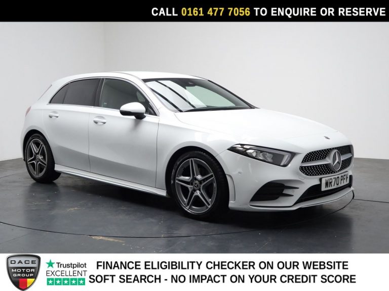 Used 2020 WHITE MERCEDES-BENZ A-CLASS Hatchback 1.3 A200 AMG Line (Executive) Hatchback 5dr Petrol 7G-DCT Euro 6 (s/s) (163 ps) PETROL (reg. 2020-11-13) (Automatic) for sale in Stockport
