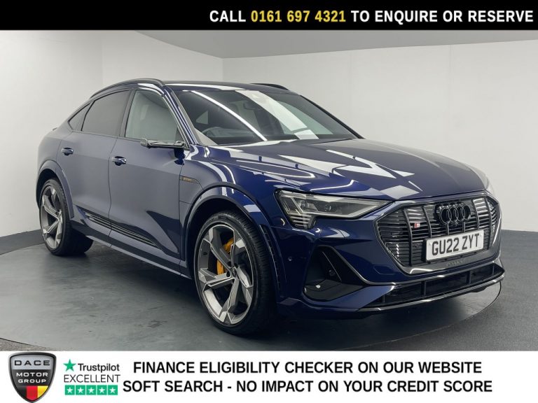 Used 2022 BLUE AUDI e-tron S SUV Vorsprung Sportback 5dr Electric Auto quattro 95kWh (11kW Charger) (503 ps) ELECTRIC (reg. 2022-04-21) (Automatic) for sale in Stockport
