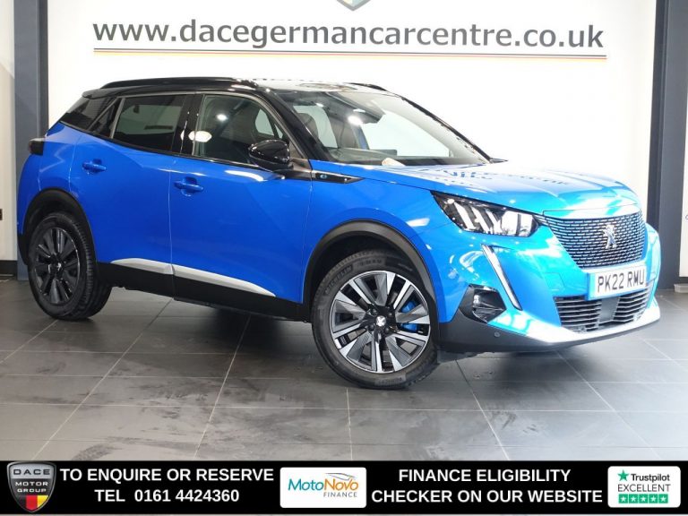 Used 2022 BLUE PEUGEOT E-2008 SUV 50kWh GT Premium SUV 5dr Electric Auto (136 ps) ELECTRIC (reg. 2022-03-30) (Automatic) for sale in Stockport