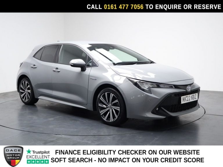 Used 2022 GREY TOYOTA COROLLA Hatchback 1.8 VVT-h GPF Design Hatchback 5dr Petrol Hybrid CVT Euro 6 (s/s) (122 ps) PETROL HYBRID (reg. 2022-03-04) (Automatic) for sale in Stockport