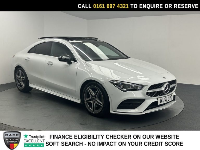 Used 2022 WHITE MERCEDES-BENZ CLA Saloon 1.3 CLA180 AMG Line (Premium Plus 2) Coupe 4dr Petrol 7G-DCT Euro 6 (s/s) (136 ps) PETROL (reg. 2022-01-13) (Automatic) for sale in Stockport