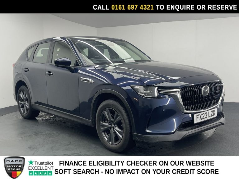 Used 2023 BLUE MAZDA CX-60 SUV 2.5 e-SKYACTIV 17.8kWh Exclusive-Line SUV 5dr Petrol Plug-in Hybrid Auto 4WD Euro 6 (327 ps) PETROL PLUG-IN HYBRID (reg. 2023-03-21) (Automatic) for sale in Stockport