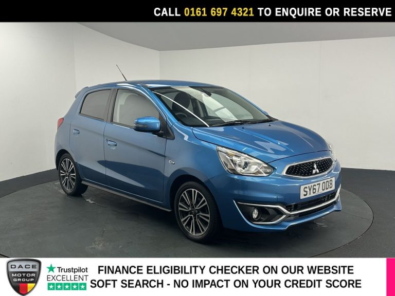 Used 2017 BLUE MITSUBISHI MIRAGE Hatchback 1.2 Juro Hatchback 5dr Petrol CVT Euro 6 (s/s) (79 ps) PETROL (reg. 2017-09-27) (Automatic) for sale in Stockport