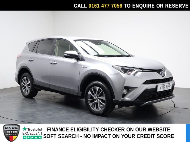 Used 2018 SILVER TOYOTA RAV4 SUV 2.5 VVT-h Icon Tech SUV 5dr Petrol Hybrid CVT Euro 6 (s/s) (197 ps) PETROL HYBRID (reg. 2018-06-13) (Automatic) for sale in Stockport