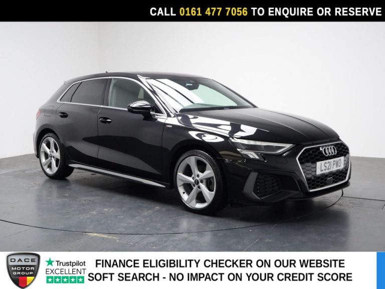 Used 2021 BLACK AUDI A3 Hatchback 1.5 TFSI 35 S line Sportback 5dr Petrol S Tronic Euro 6 (s/s) (150 ps) PETROL (reg. 2021-04-21) (Automatic) for sale in Stockport