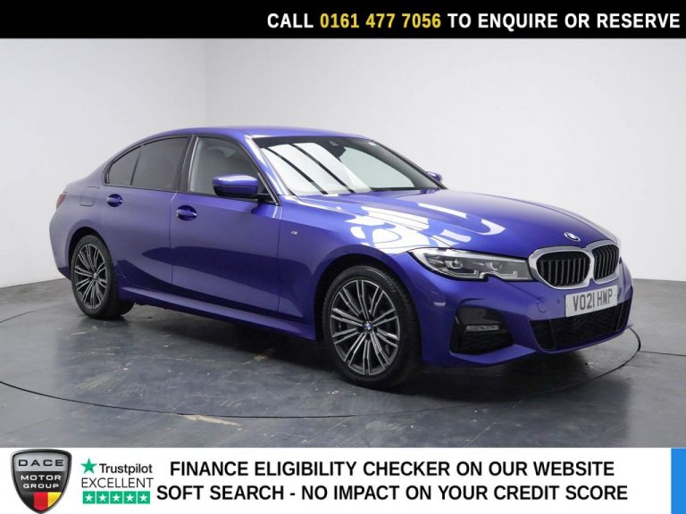 Used 2021 BLUE BMW 3 SERIES Saloon 2.0 330e 12kWh M Sport Saloon 4dr Petrol Plug-in Hybrid Auto xDrive Euro 6 (s/s) (292 ps) PETROL PLUG-IN HYBRID (reg. 2021-03-08) (Automatic) for sale in Stockport