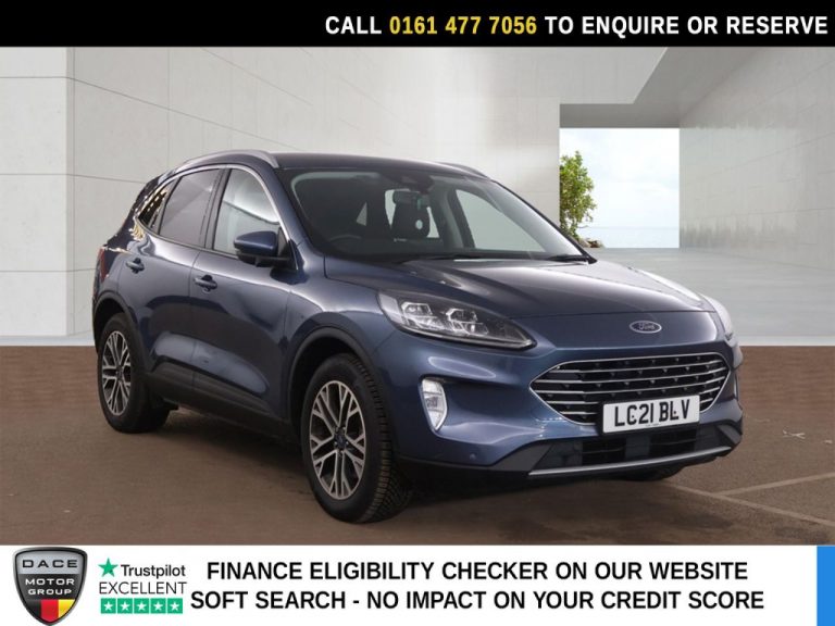 Used 2021 BLUE FORD KUGA SUV 2.5 EcoBoost Duratec 14.4kWh Titanium SUV 5dr Petrol Plug-in Hybrid CVT Euro 6 (s/s) (225 ps) PETROL PLUG-IN HYBRID (reg. 2021-06-29) (Automatic) for sale in Stockport