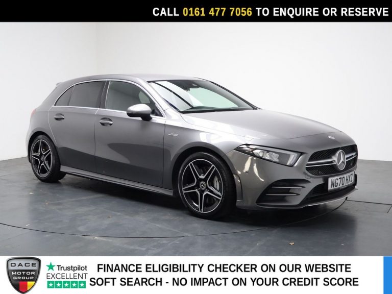 Used 2021 GREY MERCEDES-BENZ A-CLASS Hatchback 2.0 A35 AMG (Executive) Hatchback 5dr Petrol SpdS DCT 4MATIC Euro 6 (s/s) (306 ps) PETROL (reg. 2021-02-26) (Automatic) for sale in Stockport