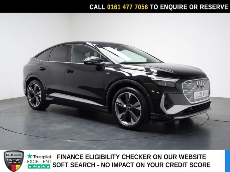 Used 2022 BLACK AUDI Q4 E-TRON SUV 35 S line Sportback 5dr Electric Auto 55kWh (170 ps) ELECTRIC (reg. 2022-06-20) (Automatic) for sale in Stockport