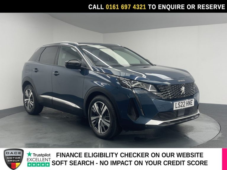 Used 2022 BLUE PEUGEOT 3008 SUV 1.2 PureTech Allure Premium SUV 5dr Petrol EAT Euro 6 (s/s) (130 ps) PETROL (reg. 2022-04-01) (Automatic) for sale in Stockport