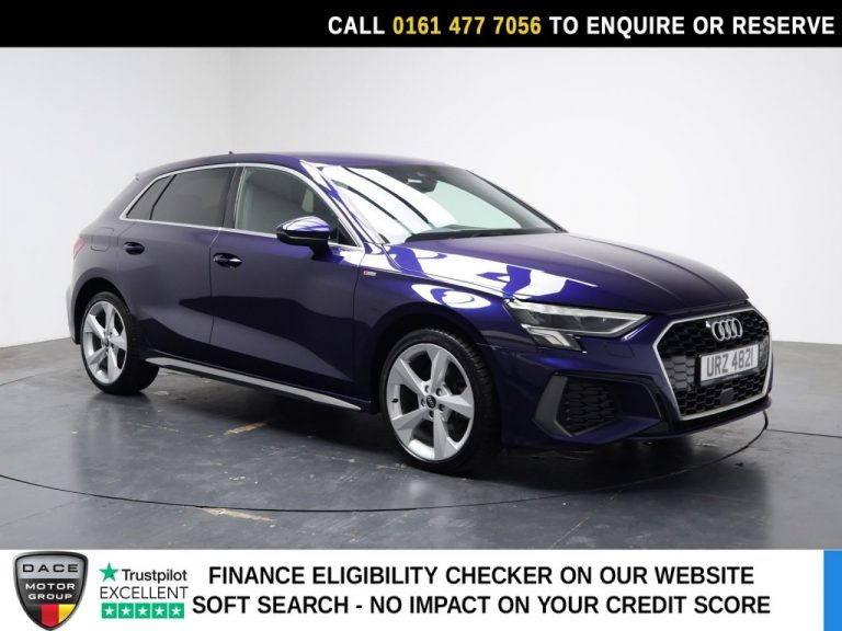 Used 2023 BLUE AUDI A3 Hatchback 1.4 TFSIe 40 S line Sportback 5dr Petrol Plug-in Hybrid S Tronic Euro 6 (s/s) 13kWh (204 ps) PETROL PLUG-IN HYBRID (reg. 2023-03-28) (Automatic) for sale in Stockport